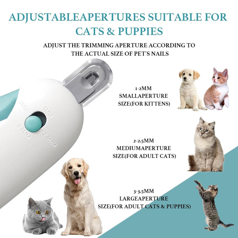 Adjustable Aperture Pet Blue Nail Clippers, Cat and Puppy Nail Trimmer with Grinding Nail File, Recommended by Pet Groomers, Safe to Avoid Over-Trimming, Professional Pet Nail Clippers for Beginners - PawsPlanet Australia