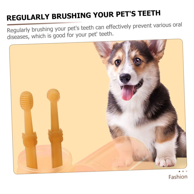 TOYANDONA Dog Toothbrush for Puppies and Small Dogs with Box Pet Toothbrush for Oral Care and Teeth Cleaning Non-Slip Handle for Comfortable Cleaning