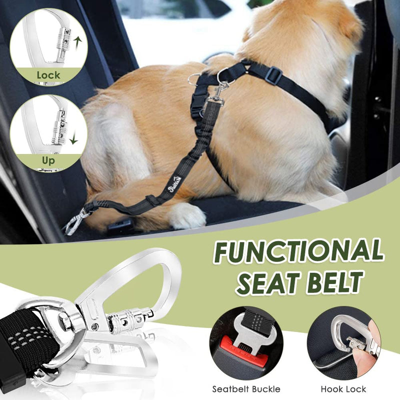 SlowTon Dog Seat Belt Harness for Car, Dog Car Harness Adjustable Mesh Breathable & Dog Seatbelt Safety Tether with Elastic Bungee for Small Medium Large Pets(Red, Double Clip, M) B-Red - PawsPlanet Australia