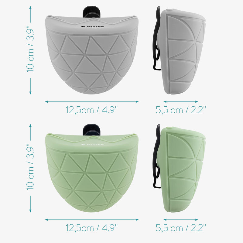 Navaris Silicone Dog Treat Pouches (Set of 2) - Dog Treat Pouch Holder Bag with Clip for Training, Treats, Leash - Triangle Design - Green and Gray - PawsPlanet Australia
