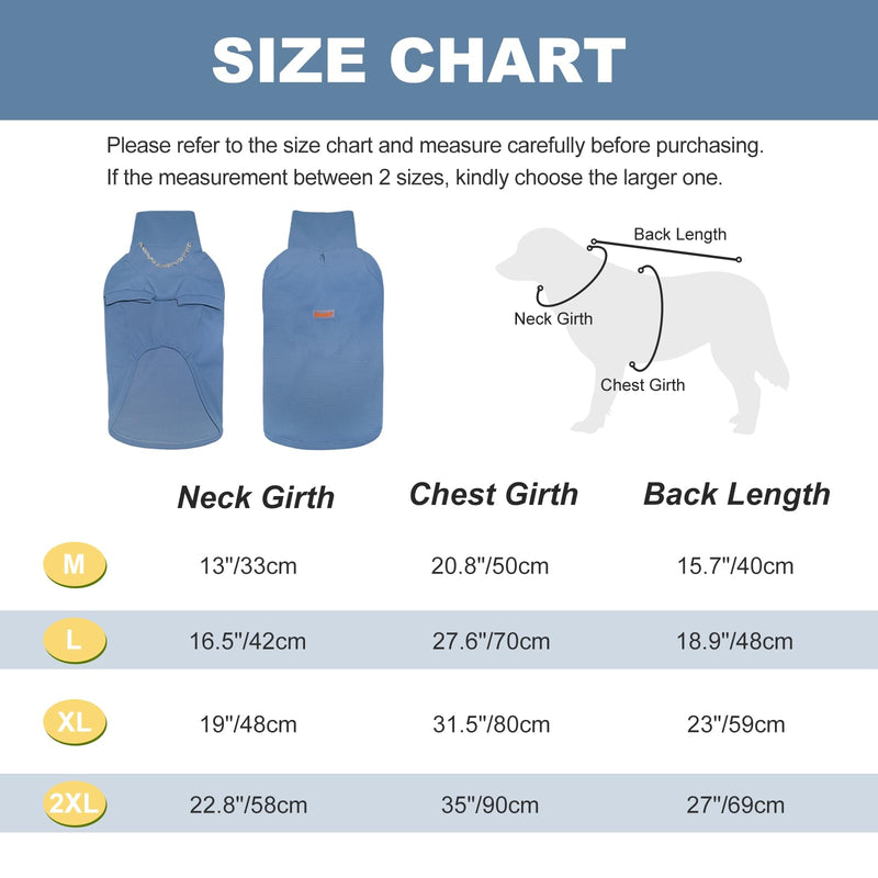 Turtleneck Dog Shirt, Cozy Dog T-Shirt Waffle Dog Clothes Warm Dog Sweatshirt Stretchy Pullover Sweater for Small Medium Large Dogs 2XL Light Blue - PawsPlanet Australia