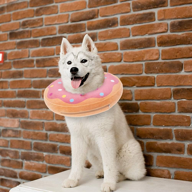 BINGPET Protective Dog Cone Collar,Soft Recovery Pet Cone for Dogs Cats,Washable Protective Recovery Collar for Large Medium Small Dogs,Inflatable Dog Cone,Adjustable Pet Recovery Cone After Surgery Donut Pink X-Large(Neck:17"-22") - PawsPlanet Australia