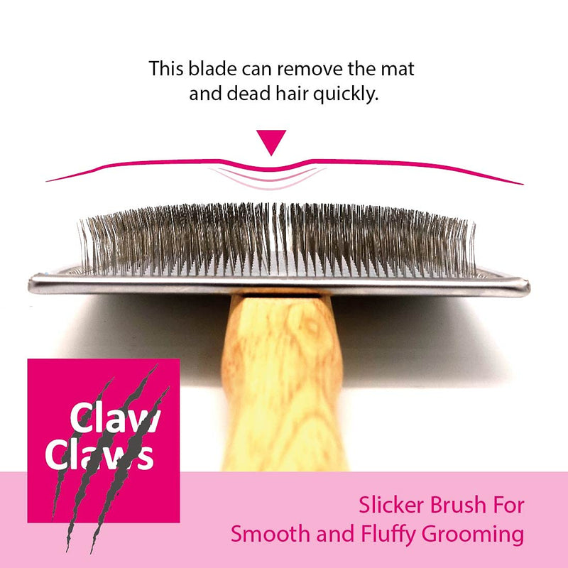 Pet Slicker Brush for Large Dogs, Wooden Handle with Stainless Steel Soft Pins, Gently Remove Tangled, Loose Undercoat and Mats Hair, Pet Grooming Brush Tool (8"), Wool Needle Felting Brush 8" - PawsPlanet Australia