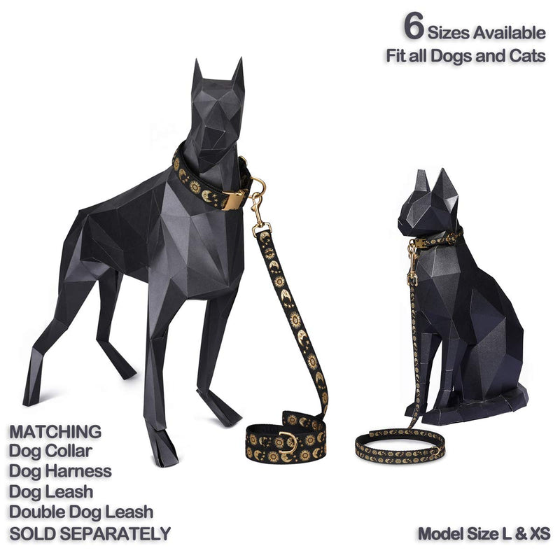 waaag Pet, Moons Stars Suns Dog Collar Cat Collar, Multiple Designs Crescent Celestial Dog Cat Collar Leash Harness Medium (Pack of 1) Medium (Pack of 1) Black Collar - PawsPlanet Australia