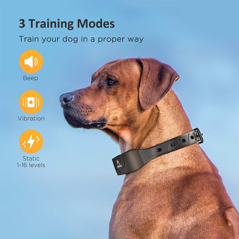 PATPET Dog Training Collar for Large Dogs - IPX7 Waterproof E Collar for Dogs Training with Beep, Vibration and Static Modes One Receiver