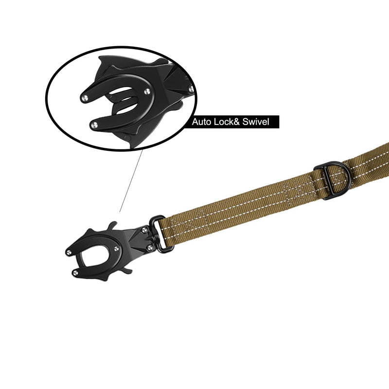 ICEFANG Short Dog Leash 18 Inch Reflective Nylon Traffic Leash with Padded Handle,Heavy Duty Auto Lock Swivel Clip for Medium Large Dogs No Pull Training Walking (Brown, 18 Inch) Brown - PawsPlanet Australia