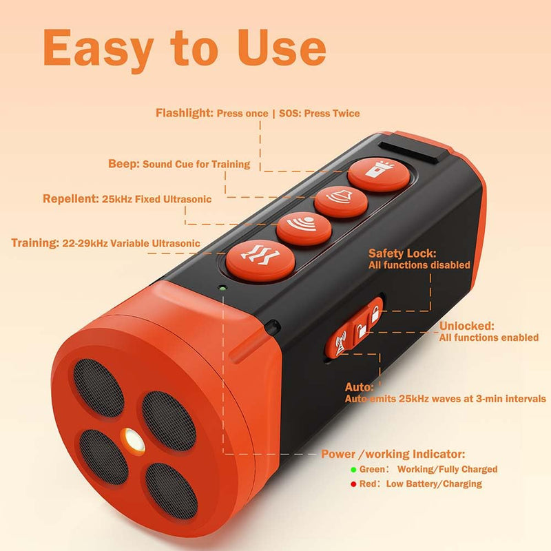 Dog Bark Deterrent Devices, 2025 Upgraded 4X Ultrasonic Anti Barking Device for Dogs - 33FT Range to Stop Dog Barking, Rechargeable, Safe & Humane for Own/Neighbor's Dogs Training, Indoor/Outdoor Use - PawsPlanet Australia