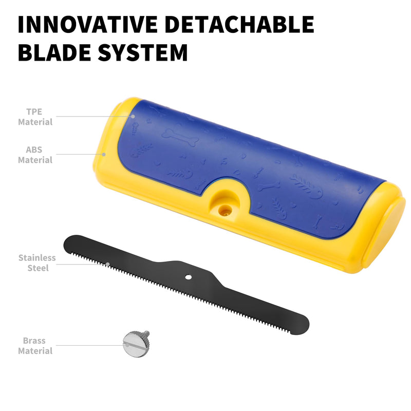 Dog Brush for Shedding, Deshedding Grooming Tool for Dogs & Cats, Pet Hair Remover, Cat Deshedding Comb, Professional Grooming Tool, Easy to Clean, Pet Grooming Brush for Dogs and Cats Blue_Yellow - PawsPlanet Australia