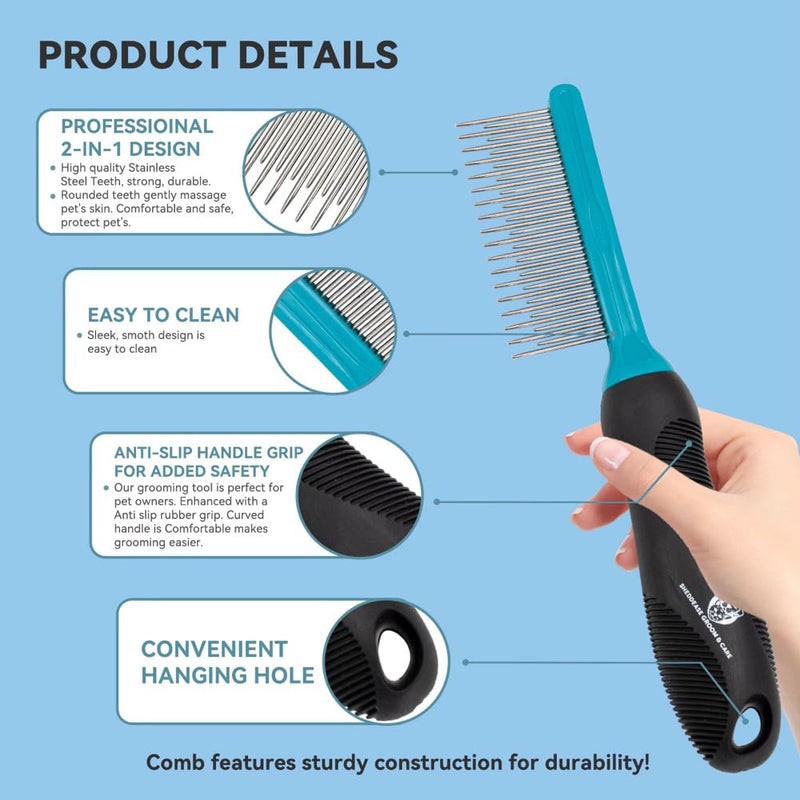SheddEase Groom & Care Reusable Dog & Cat Hair Remover for Furniture, Couch, Carpet | Deshedding Comb for Shedding, All-in-One Pet Hair Remover & Grooming Comb Kit - PawsPlanet Australia