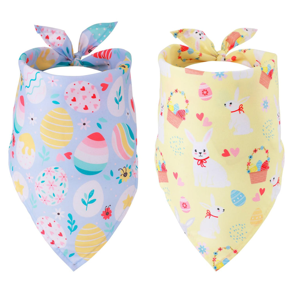 2pcs Easter Dog Bandana, Easter Dog Scarf Colorful Eggs Cute Rabbit Patterns Bunny Pet Bandana Comfortable Soft Fabric Pet Costume Accessories for Small & Medium Dogs Cat Party - PawsPlanet Australia