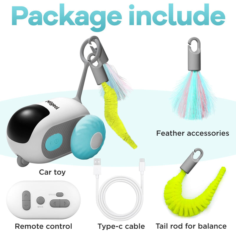 Turbo Tail 3.0, Teazys Cat Toy Turbo Tail, Smart Remote Control Electric Interactive Cats Toy, Type-C Rechargeable Turbo Tail Mouse Cat Toy with Feathers (1pc Blue) 1pc blue - PawsPlanet Australia
