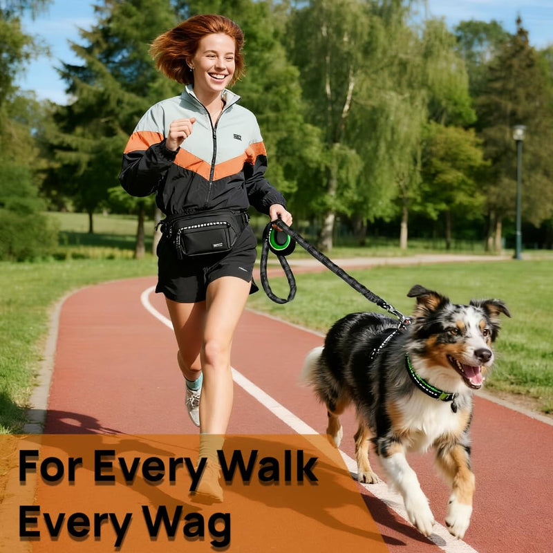 W-UNERVERE Hands Free Dog Leash with Reflective Stitches for Large, Medium & Small Breeds | Running Leash for Dogs with Shock Absorbing Bungee & Adjustable Waist Belt | Up to 150 lbs Weight Capacity - PawsPlanet Australia