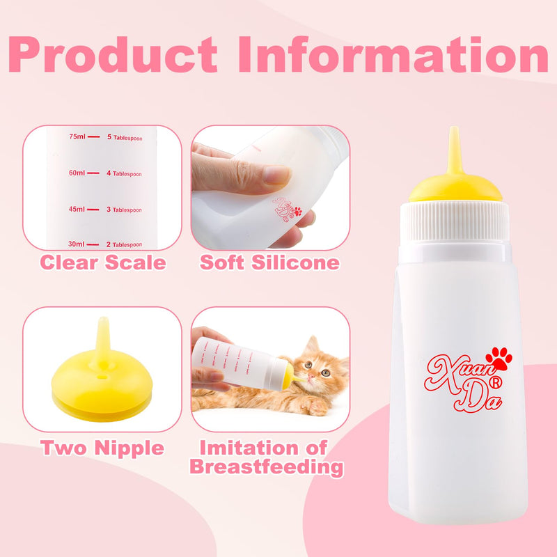 Kitten Bottle Feeding kit with Feeding Nipple and Syringe, Soft Silicone Nursing Pet Feeding Bottle, Ventilation Valve Resistant Tearing for Small Puppies, Kittens, Rabbit (M Nipple-Yellow) 1 Count (Pack of 14) Yellow - PawsPlanet Australia
