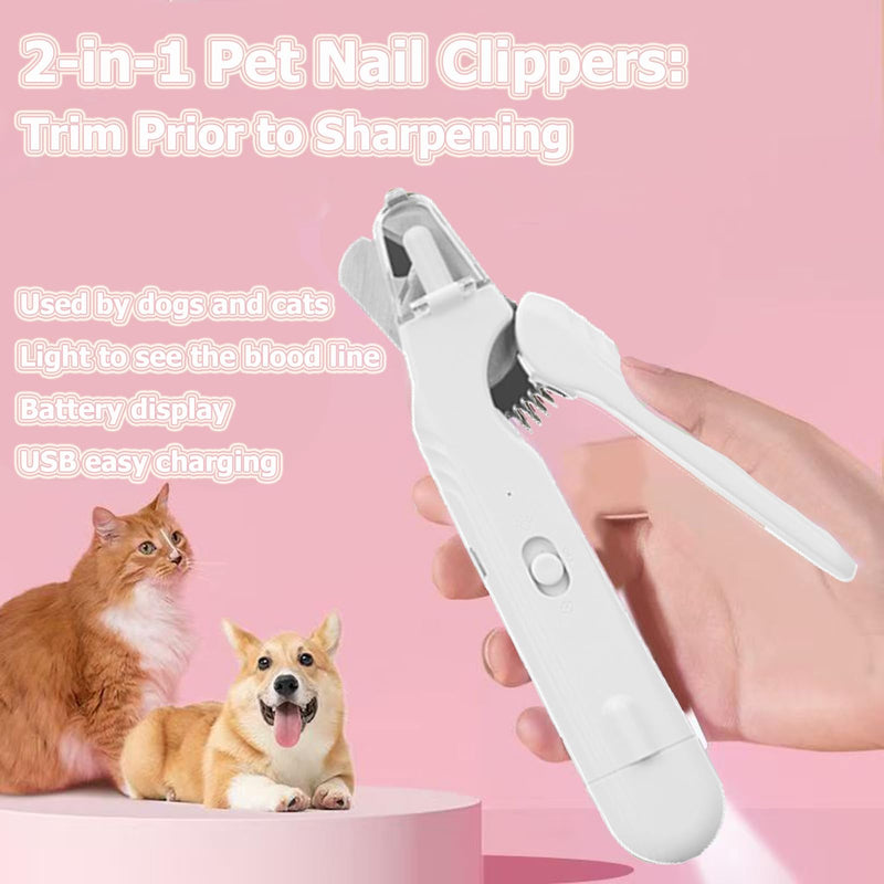 Cat nail grinders & clipper, dog grinder clippers trimmers, for dogs electric best indoor cats painless claw care nails with guard light, quiet grooming led pet cutter, small rechargeable (White) White - PawsPlanet Australia