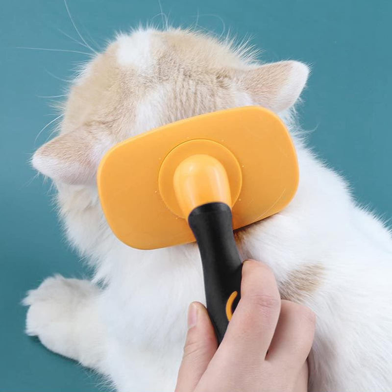 Pet Hair Removal Needle Comb Cat Brush Massage Relieve Fatigue Painless for Cats and Dogs Orange - PawsPlanet Australia