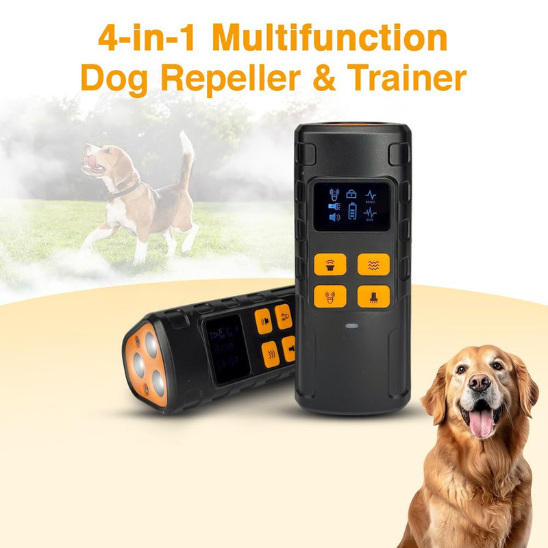 Superious Dog Bark Deterrent Device 4-in-1 Ultrasonic Anti Barking Control, 3X Ultrasonic Power, 6 Training Modes, 60FT Range, Indoor Outdoor, Rechargeable, IPX6 Waterproof, Compact with Flashlight