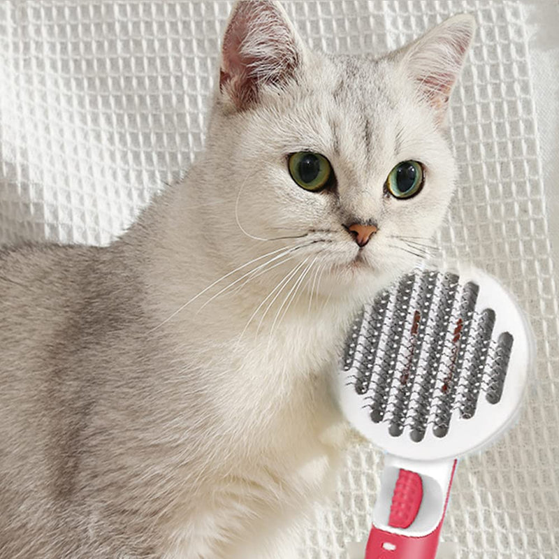 Pet Grooming Brushes Self-Cleaning Slicker Brush and Massage Brush for Dogs and Cats Long or Short Hair Removes Loose Undercoat Soft Combs Pet Supplies (Round Comb, BLUE) Round Comb, BLUE