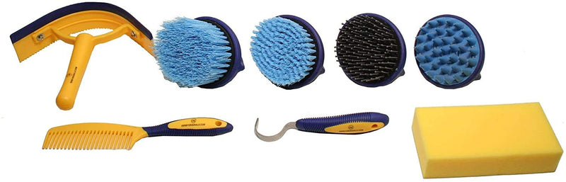 Derby Originals 9Piece Horse Grooming Set with Matching Nylon Carry Bag - Available in 8 Fun Colors, Grey & Black Grey/Black - PawsPlanet Australia
