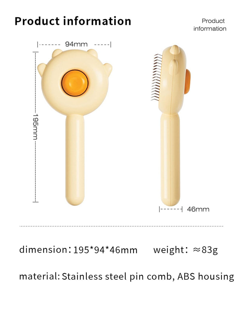Cat Brush,Dog Brush, Pet Hair Cleaner Brush,Pet Grooming Cat Dog Brush,Pet Comb-Cat Comb for Kitten Massage Removes Loose Fur-Cat Grooming Brush Long Short Hair Cats Dogs Pet Brush (Yellow) Yellow - PawsPlanet Australia