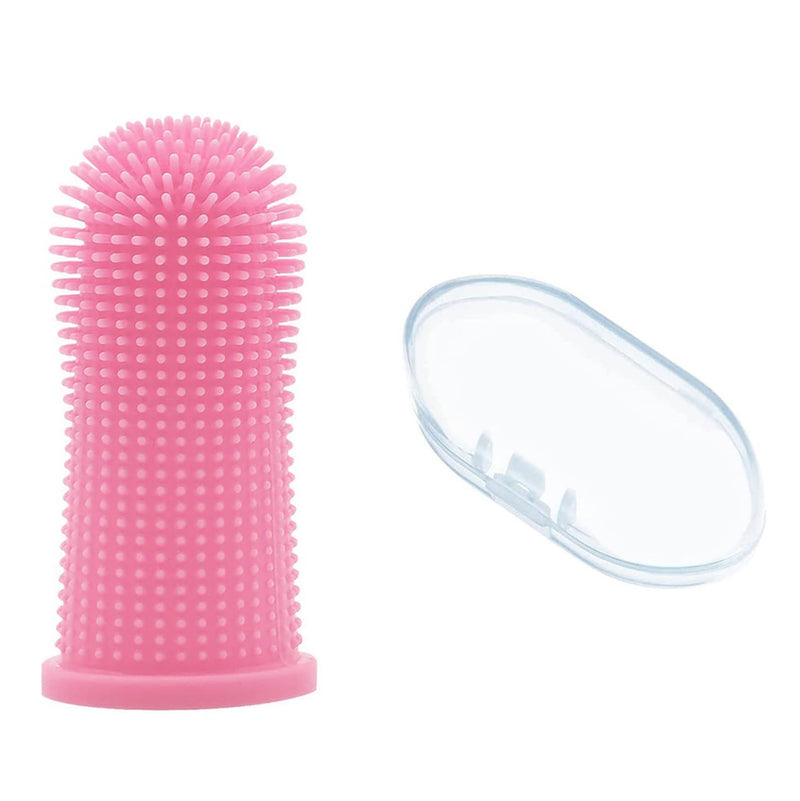 Pet Finger Toothbrush 360º Finger Toothbrush Puppy Toothbrush Cat Toothbrush for Pet Teeth Cleaning&Dog Dental Care (Pink, 2 Pack) 1 Count (Pack of 1) Pink
