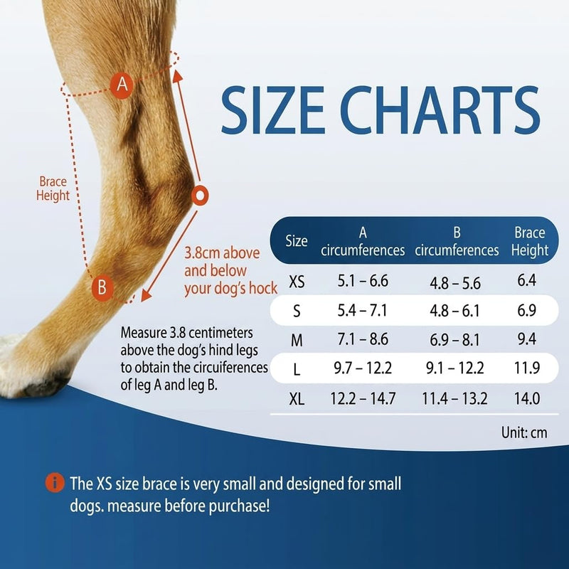 Firstbrace Dog Rear Leg Hock Joint Braces with Removable Metal Strips (L Pair) | Removable rigid metal strips deliver heavy-duty canine rear hock joint stabilisation. L