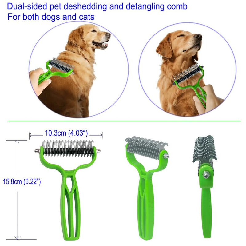 3 Pack,Pet Comb for Dogs & Cats,Double-Side Dematting Combs,Remove Matted & Tangles Fur,Flea Lice Comb,Dog Hair Grooming Brush,Undercoat Shedding Rake,Extra-Wide Deshedding Brush,Reduces Shedding - PawsPlanet Australia