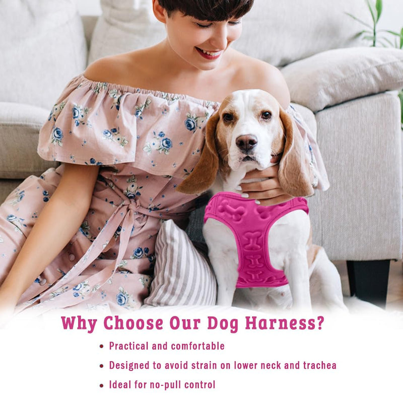 Comfort Fit Dog Harness No Pull No Escape Harness Adjustable Buckles Soft Padded Reflective Choke Step in Dog Vest with Easy Control Handle for Small Medium Large Dogs & Puppies S (Chest 13"-17") Pink - PawsPlanet Australia