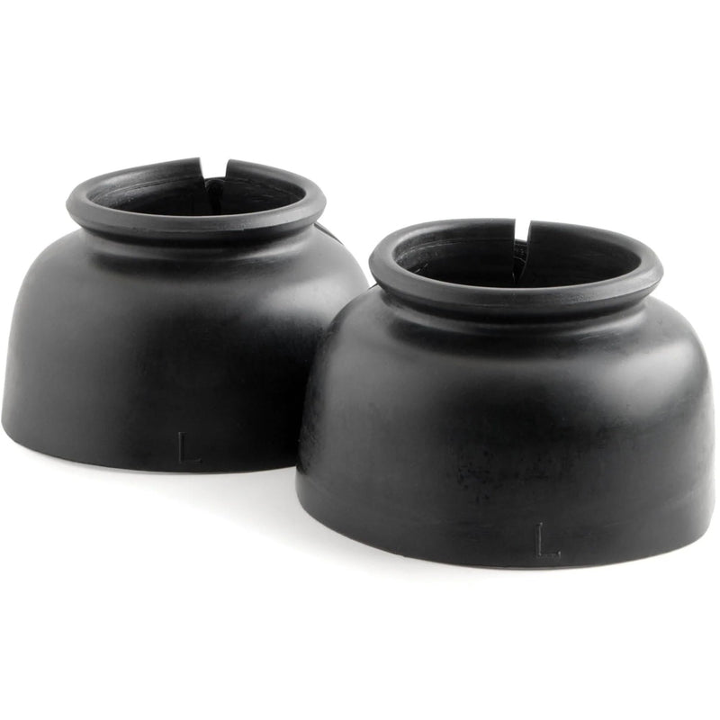 Jeffers Equine Bell Boots for Horses – Heavy-Duty Rubber Overreach Protection, Soft & Durable with Double Strap Closure, Black – Equestrian Essentials for Training, Travel & Sports - Small Size