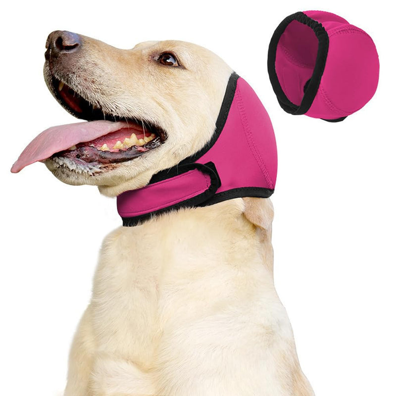Dog Ear Defenders, Dog Snood Swim Ear Protectors Comfortable Quiet Dog Ear Muffs Noise Protection Cover for Anxiety Relief for Bath Swim Grooming Thunder Fireworks (Pink, M) Pink