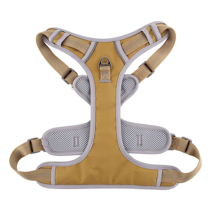 Adjustable Dog Harness - No Pull, Reflective, Soft Padded for Small, Medium, Large Dogs - Includes Leash and Collar Beige L - PawsPlanet Australia