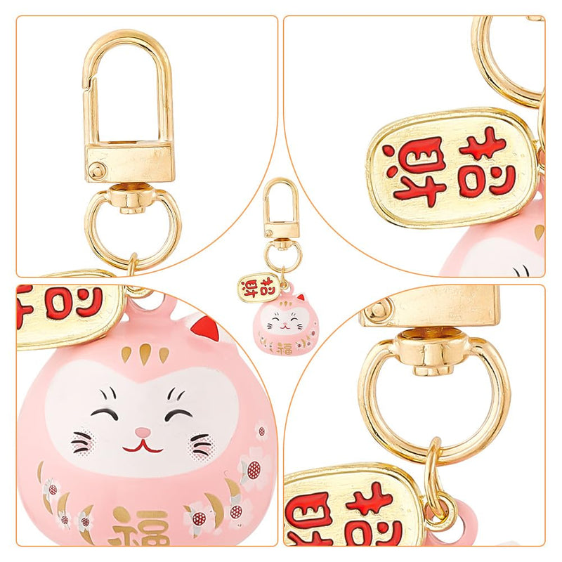 4 Pcs Lucky Cat Keychains, 4 Colors Lucky Cat Bell Charms Japanese Style Brass Hanging Kitty Pendants for Car Bag Hanging Ornaments - PawsPlanet Australia