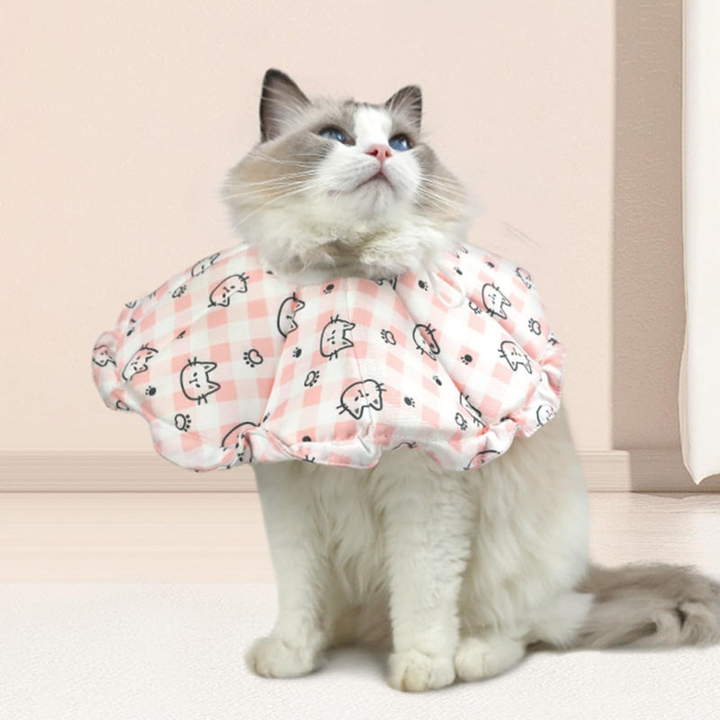 Adjustable cat collar 7cm with waterproof fabric and elastic drawstring, lick and bite protection for dogs and cats after surgery