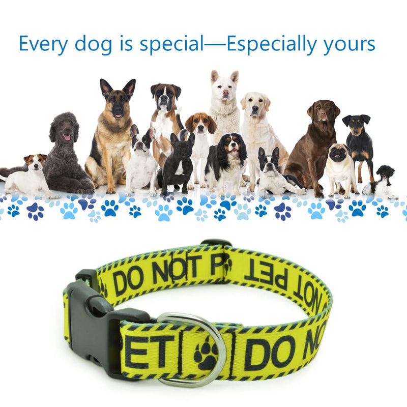 Dog Collar for DO NOT PET, Sturdy Durable with Buckle, Yellow Dog Collars for Small Medium Large Dogs, Premium Adjustable Polyester Pet Collar DO NOT PET Yellow - PawsPlanet Australia