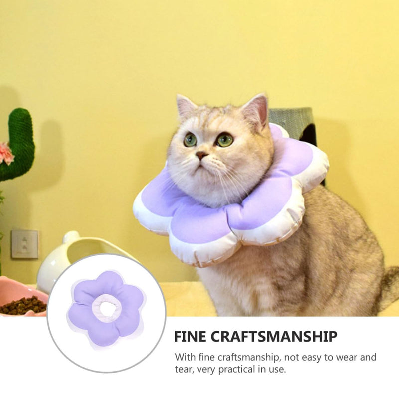 Soft protective collar for cats made of PP cotton, violet. Durable and multifunctional. Protects against scratching and biting. For recovery and first aid.