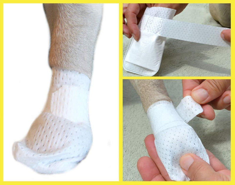 Medimitt Paw Bandages for Dogs, Cats and Pets – Stretchy Medical Booties, First Aid for Paws – Non Slip, Non Adhesive, Breathable, Disposable, Washable, Adjustable Strap, 12 Pack (Large) Large 12-Pack