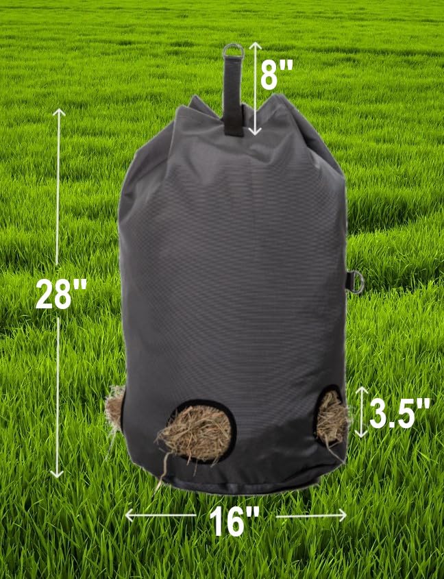 Hay Bags for Horses - Super Strong & Tough 1200D Oxford Haybag - Tote with New Advanced Slow Feed Function - Bag to Feed Hay to Horse, Donkey, Goats - Keeps Stable and Trailer Clean - PawsPlanet Australia
