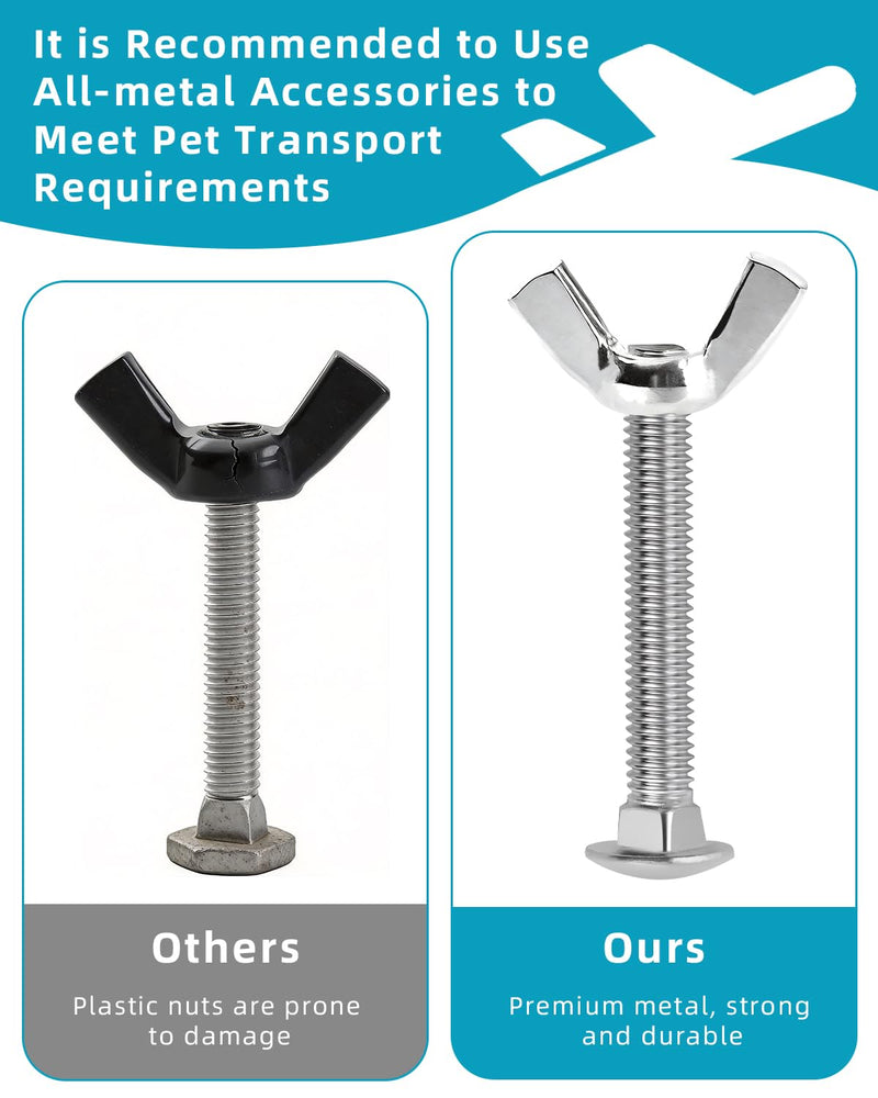 24 Sets M5 Pet Carrier Fasteners, Bolts with Butterfly Nuts for Kennels and Travel Crates, Replacement Hardware Kit for Dog and Cat Cages - PawsPlanet Australia