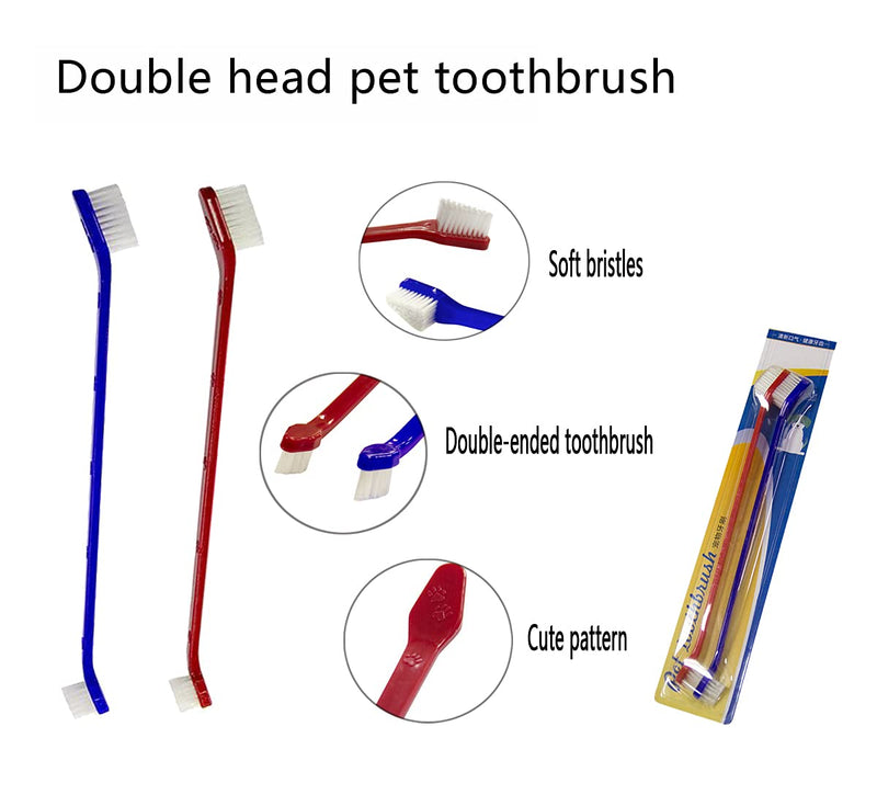 Dog Toothbrush Set, Pet Toothbrush Set, 11 Pieces, Silicone Finger Toothbrush, Long Handle, Double Headed Toothbrush, Metal Tool Included, Professional Teeth Cleaning Kit for Pets 1 stück (11er Pack)