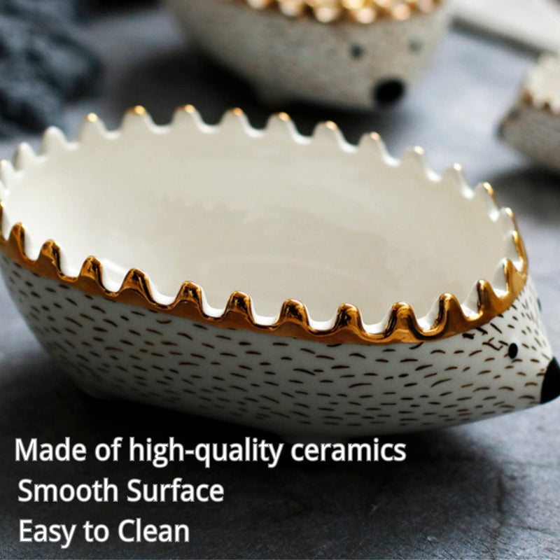 Hedgehog Bowl - Ceramic Small Animal Food Bowl Water Dish Feeder Chew Resistant Prevent Tipping for Hedgehog Hamster Sugar Glider Rat Gerbil Mice Small Animal Cage Accessories (Hedgehog Shape) Hedgehog Shape - PawsPlanet Australia