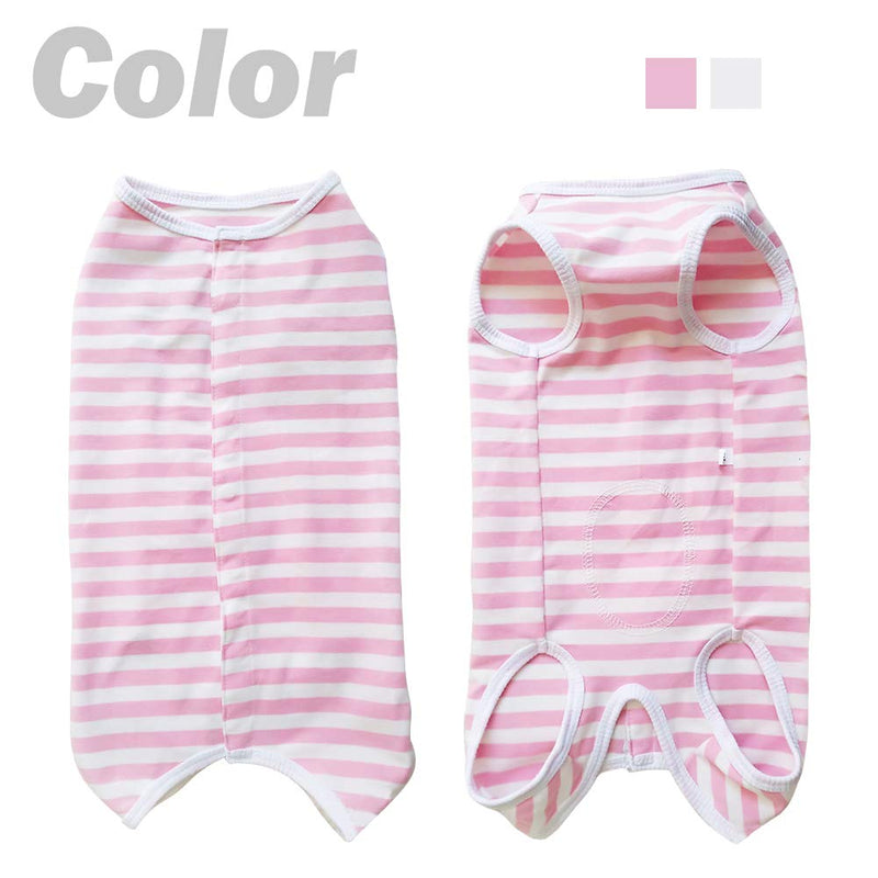 Dog’s Recovery Suit Post Surgery Shirt for Puppy, Wound Protective Clothes for Little Animals Dogs Cats (pink white stripe-s) Small pink white stripe - PawsPlanet Australia