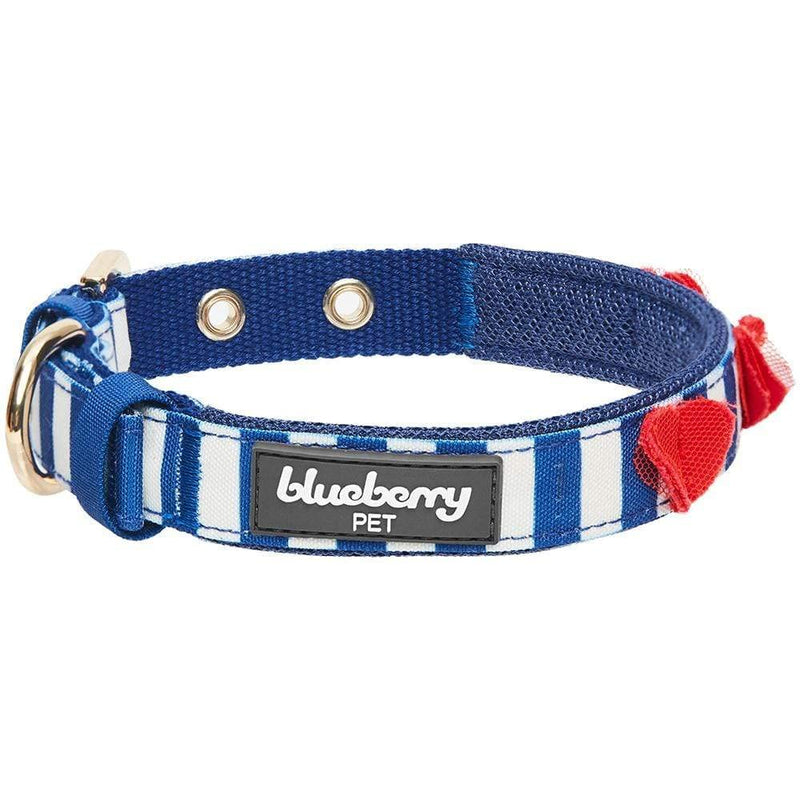 Blueberry Pet 4 Patterns Bon Voyage Sea Lover Adjustable Dog Collar in Chunky Nautical Blue Stripes, Neck 17-20.5", for Large Breed Large: (17"-20 1/2") Neck * 1" Wide - PawsPlanet Australia