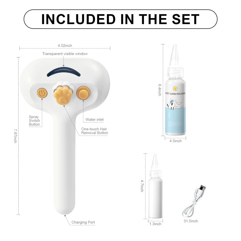 Pet Steam Brush for Dog & Cat – 3-in-1 Spray Hair Removal Comb – Steam for Shedding & Grooming – Water Brush for Long & Short Haired Pets – Spritz Defur Comb – Includes Waterless Shampoo 7.8″-shampoo - PawsPlanet Australia