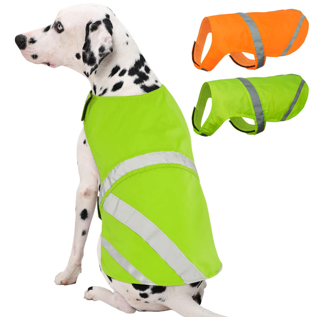 Kuoser Reflective Dog Vest, High Visibility Dog Safety Vest for Medium Large Dogs, Pet Reflective Jacket Fluorescent Green Dog Vest to Safeguard Your Dog in The Outdoors On and Off Leash, XL X-Large (Chest: 62 - 75cm / 24.4" - 29.52")