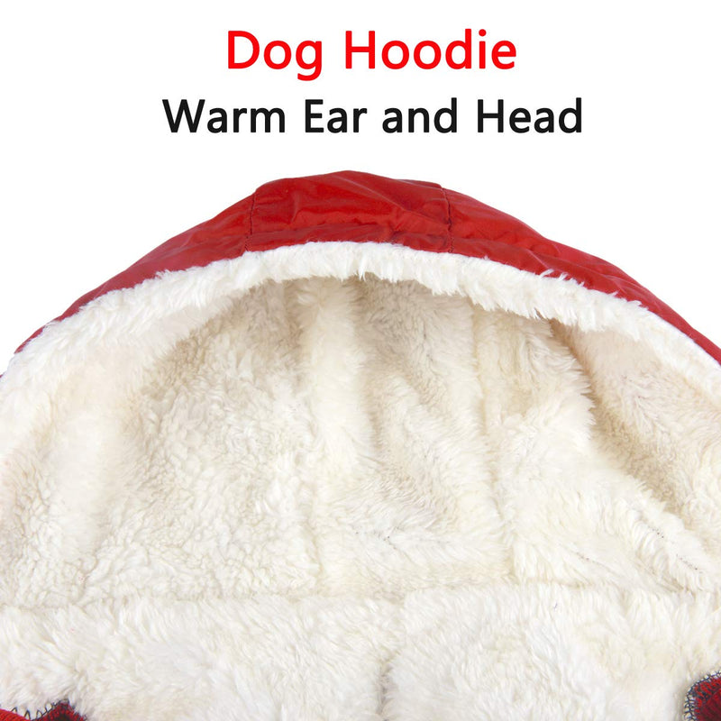 Vecomfy Fleece Lining Extra Warm Dog Hoodie in Winter,Small Dog Jacket Puppy Coats with Hooded,Red XS X-Small (Pack of 1) Red