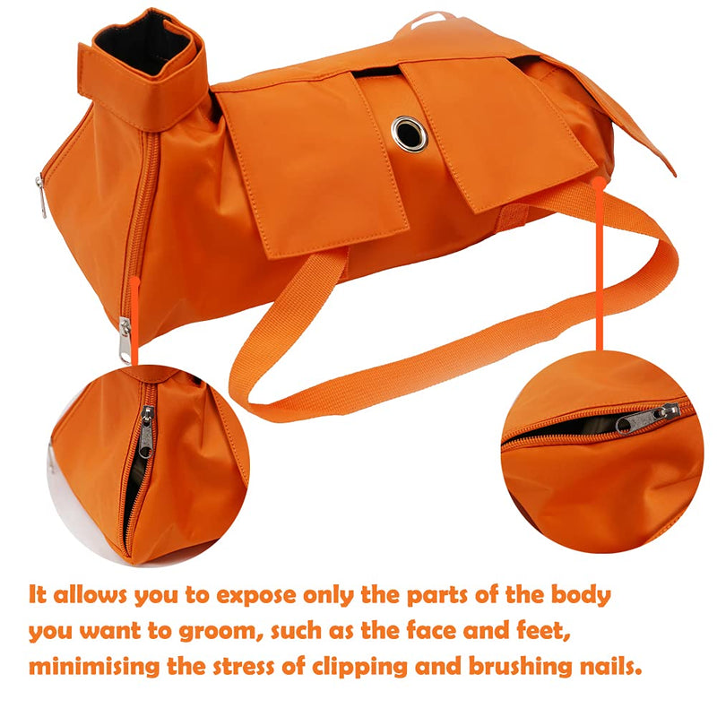 Kukaster Pet Cat’s Restraint Bag for Claw Care Nail Trimming Anti-scratching Grooming Bag for Cats Medical Examination(orange-m) Medium orange - PawsPlanet Australia
