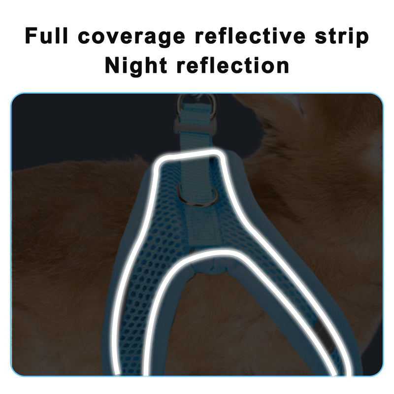 2 Pack Rabbit Harness and Leash Set, Double Buckle Bunnies Harness with Reflective Strips Soft Breathable Mesh Vest Harness for Rabbits Walks Accessories(Blue and Black) XXXS Blue and Black - PawsPlanet Australia