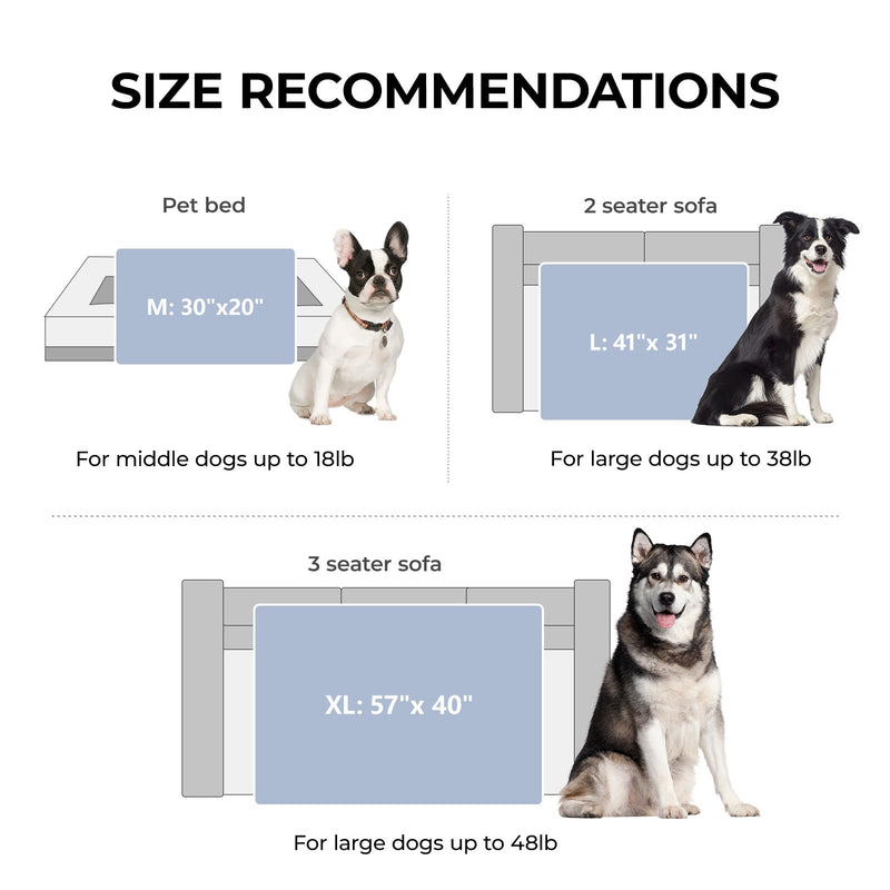 Luciphia Premium Soft Dog Blanket for Small Medium Large Dogs Washable 300GSM Fluffy Warm Fleece Puppy Cat Paw Print Pet Flannel Pcs2 Grey Paw XL(57"x40") XL(57"x40") - PawsPlanet Australia