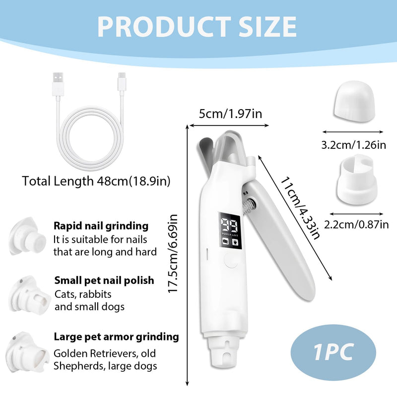 2 in 1 Electric Nail File Dogs, Dog Nails Clippers with Light, Nail Grinder Puppy Dogs, Rechargeable Quiet Electric Cat Claw Grinder with Safety Guard and LED Screen for Kitten Puppy Dog and Cat - PawsPlanet Australia