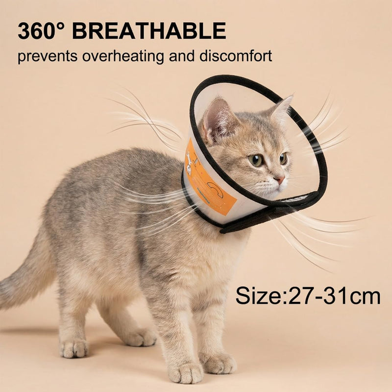 Pet Cone Recovery, Soft Cat Neck Brace, Suitable for small to medium-sized cats weighing 3 to 8 kg (neck circumference 27-31 cm)