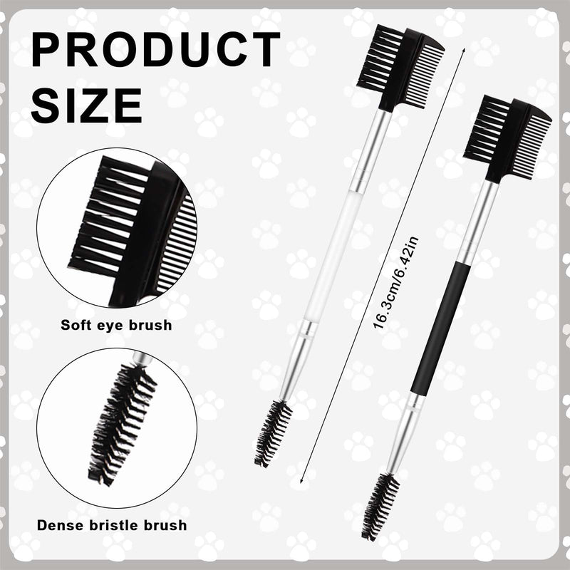 2pcs Double-Headed Dog Eye Comb, Soft Bristles Dog Eye Cleaning Brush 2 in 1 Dog Eye Booger Tear Stain Remover for Puppy Cat Pet Grooming Tools (Black, White) - PawsPlanet Australia